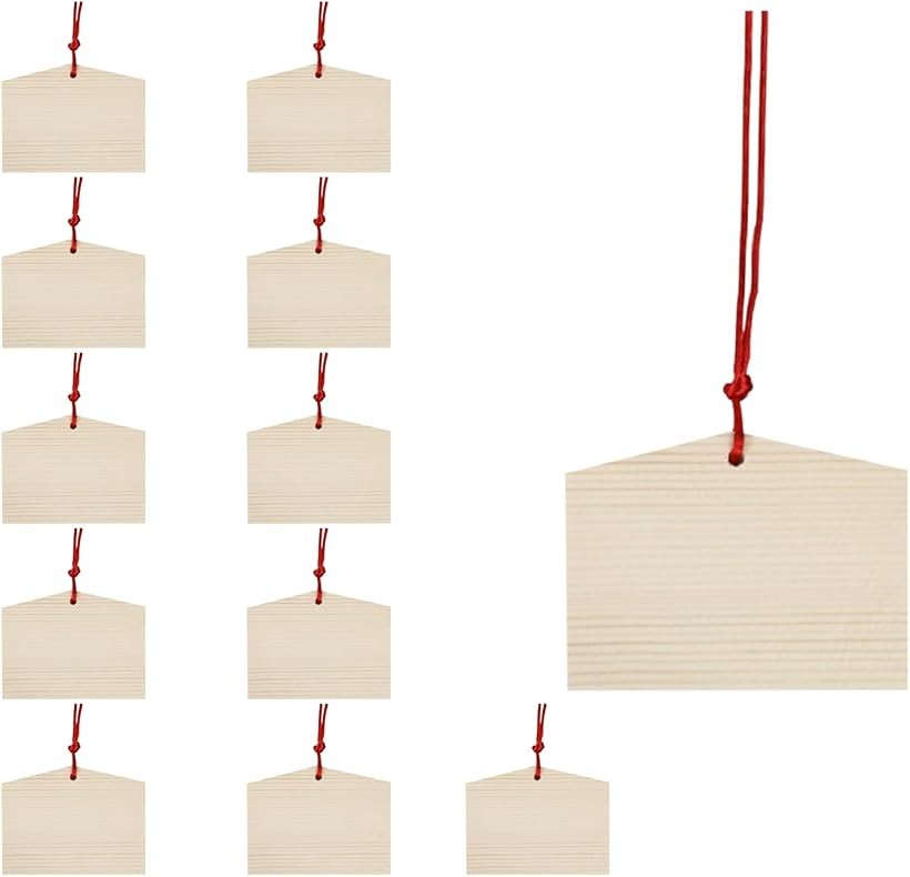 木製 絵馬 紐付き 吊り下げ シンプル 無地 合格祈願 12個セット