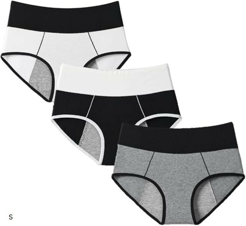 サニタリーショーツ 3枚セット 生理用ショーツ スポーティ ハイウエスト お腹すっぽり 漏れ防止 抗菌 コットン 通気性 昼夜兼用 レディース L LL M S