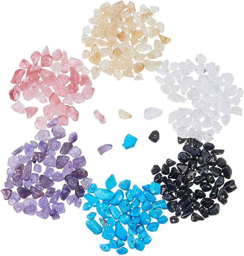 6種セット さざれ石 ビーズ 小粒 DIY用 工芸用品 穴径1mm (6色#2（穴径1mm）)
