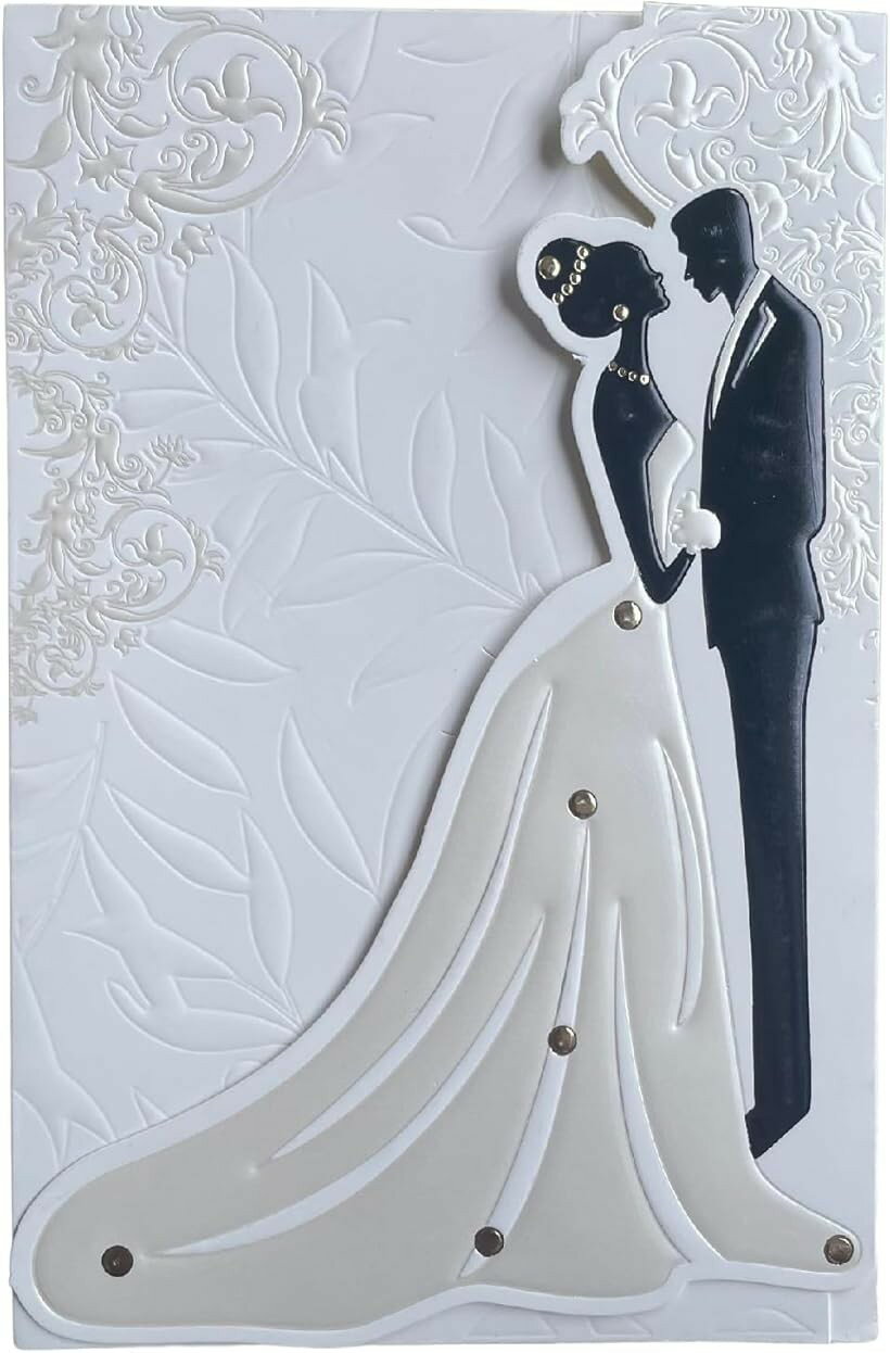 樂天商城 - ウェディングカード 5枚セット 新郎新婦 結婚式招待状 メッセージカード 封筒 ラブレター お祝い 感謝 記念日 誕生日 (ホワイト, 18.1cm x 23.9cm)