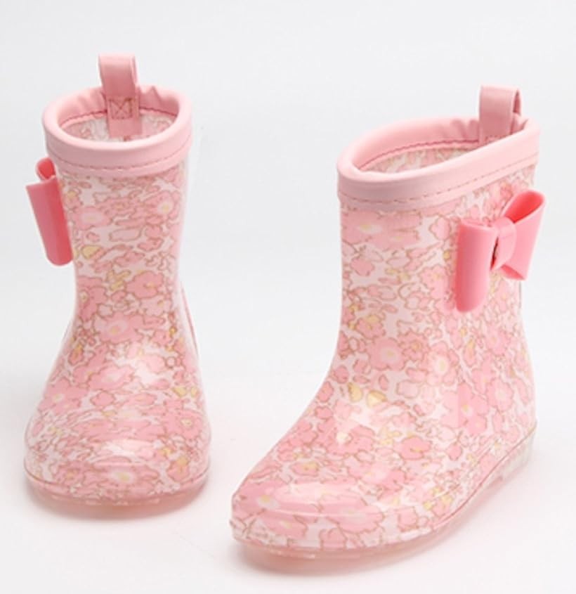 女の子 レインブーツ 長靴 シューズ 雨靴 キッズ 子供 16-17cm フラワー (フラワー...