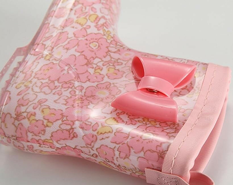 女の子 レインブーツ 長靴 シューズ 雨靴 キッズ 子供 16-17cm フラワー (フラワー...