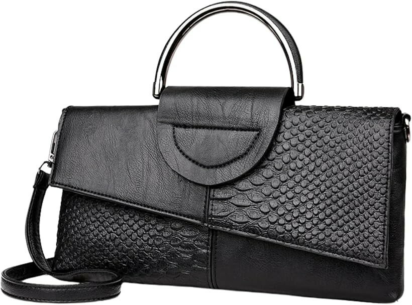 クラッチバッグ 2way パーティ 結婚式 大人 レディース ショルダー (ブラック, 30cmx16cmx4cm)