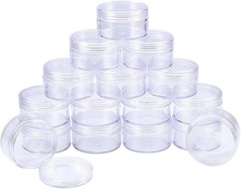 Refill, Atomizers - 16個セット 30ml 小分け 丸ケース プラスチックケース アクセサリー ビーズ 化粧品 ネイルパーツ 収納 (5x2.8cm, 16個)