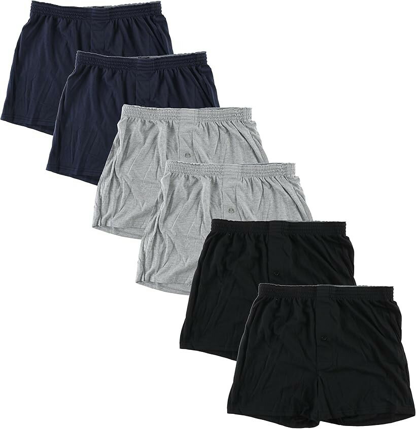 メンズ 無地 ニット トランクス 前開き セット パンツ 下着 6枚セット 4L (6枚セット, 4L)