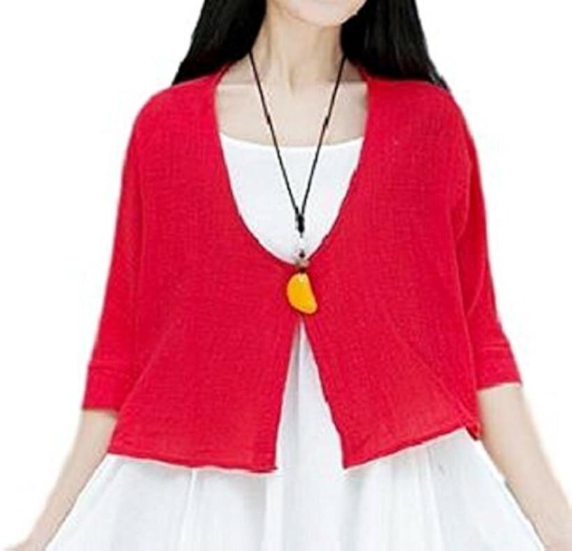 夏 ナツ なつ サマー 夏物 ジャケット 薄手 夏用 安い おおきい サイズ 可愛い カワイイ かわいい ゆったり ユッタリ カッコイイ アウター オフショル オーバー オリジナル カラフル カラー 大きい 女性 (レッド, フリーサイズ)