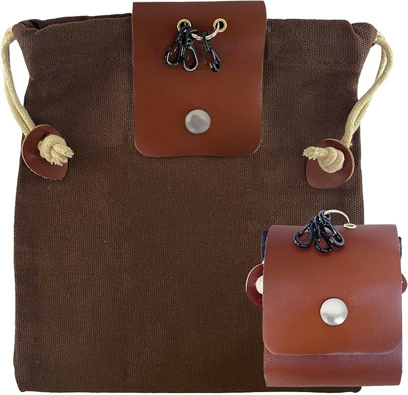 Men'S Bag - 折りたたみベルトポーチカラビナ3ヶ付き アウトドア コンパクト ウエストバッグ Brown (Brown)