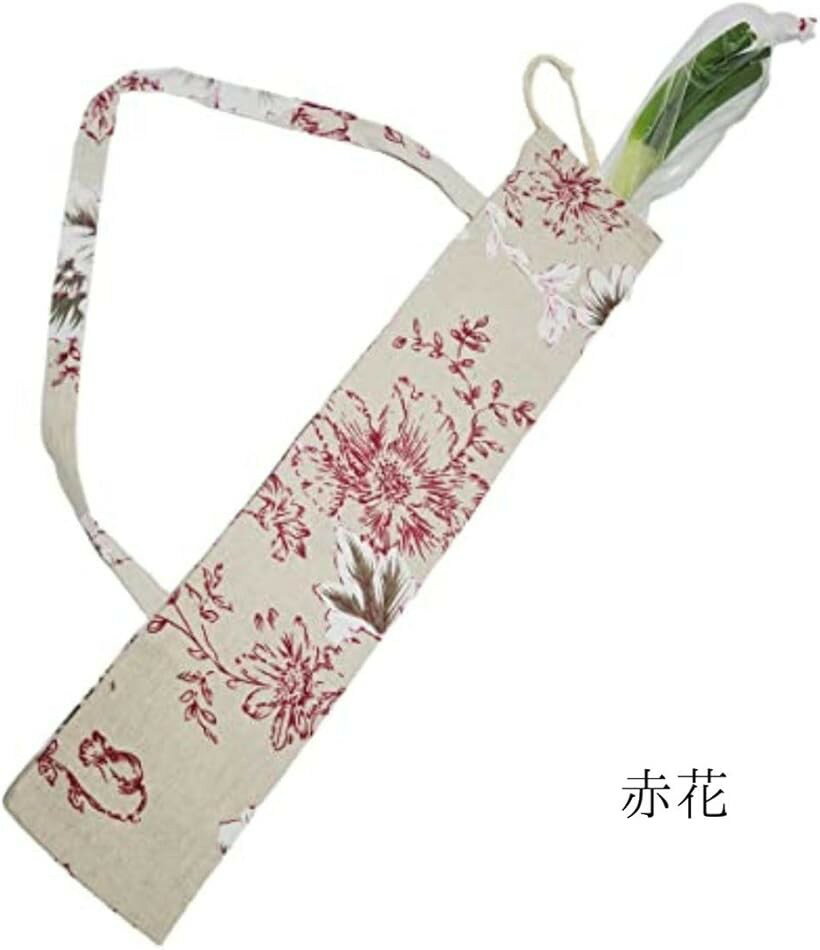 Tote Bag Type - ねぎ袋 ネギ袋 長い物専用エコバック (赤花)