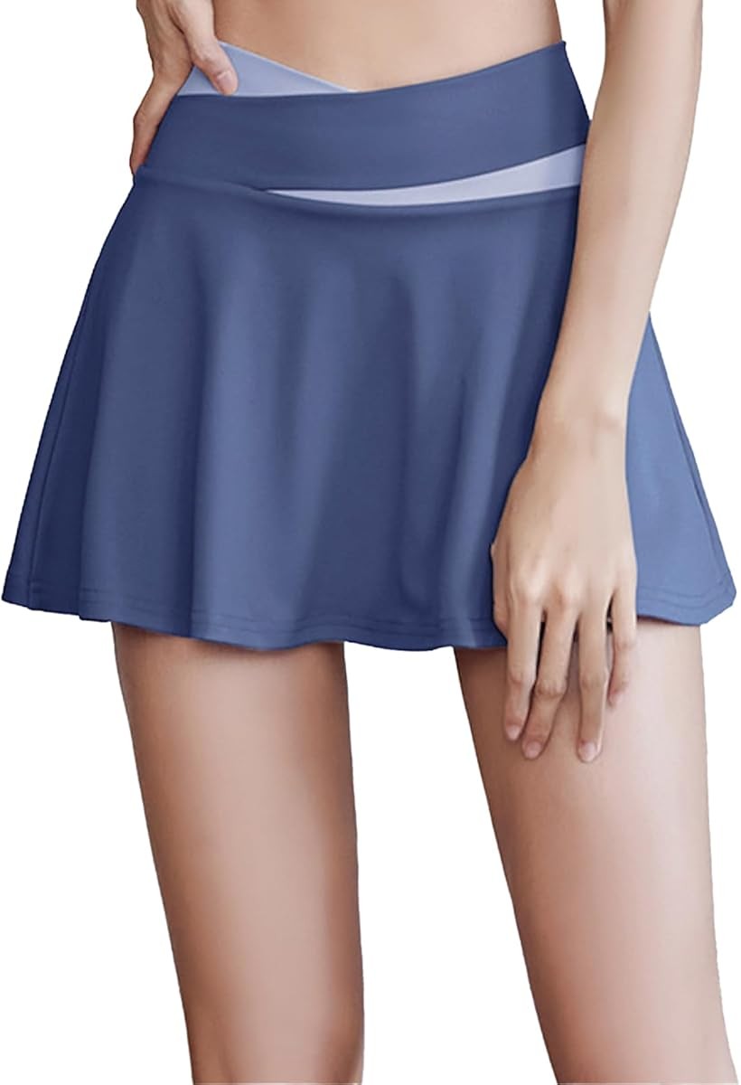 Rakuten - ミニ スカート スコート A ライン レディース トレーニング ウェア ボトムス 運動 テニス ゴルフ L ブルー (ブルー, L)