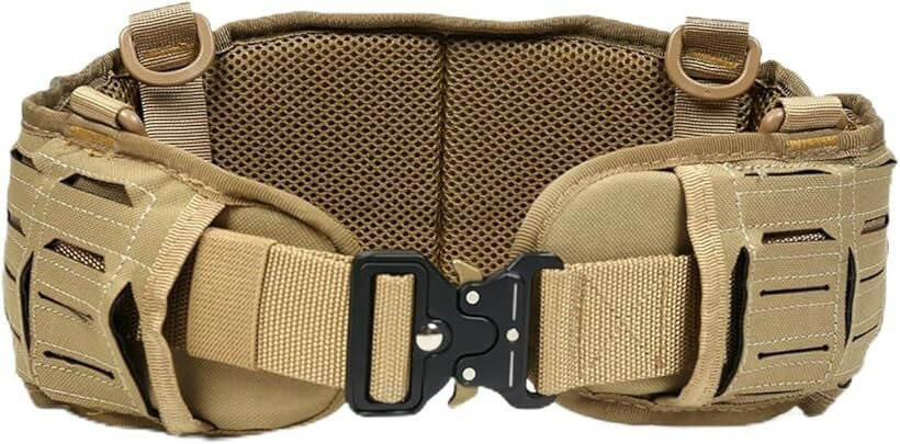 Rakuten - サバゲー タクティカルベルト MOLLE対応 モールシステム パッド入り メタルバックル ファーストライン 装備 アウトドア ミリタリー (ベージュ, Free Size)