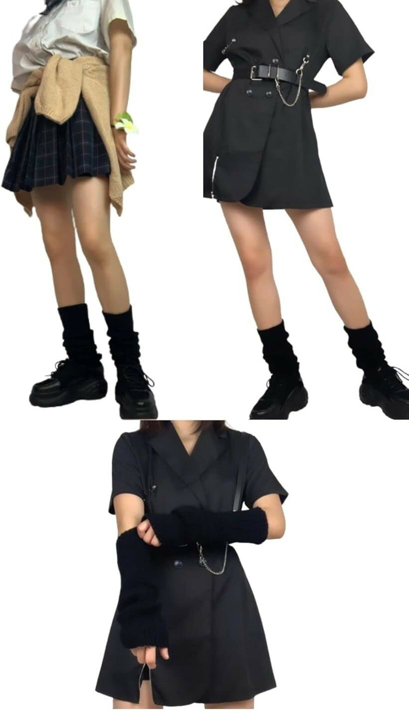 Leg Warmer - Bg3 ルーズソックス 黒 白 レッグウォーマー レディース 冷え対策 レッグカバー (ブラック, F)