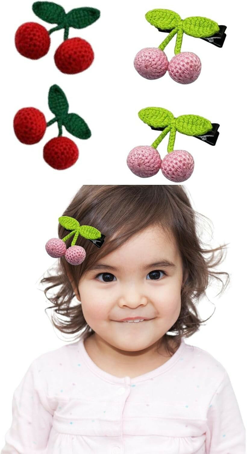 Valletta, Pattin - 赤ちゃん ヘアピン ベビー ヘアクリップ 薄毛用｜痛くない テープ式 髪飾り サクランボ (さくらんぼ)