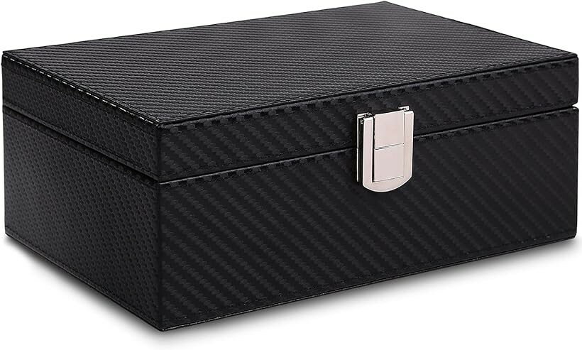 スマートキー 電波遮断ケース 電波遮断ボックス リレーアタック 対策用 キーケース キーボックス 高級車盗難防止 箱型 カーボン調 (カーボン調)