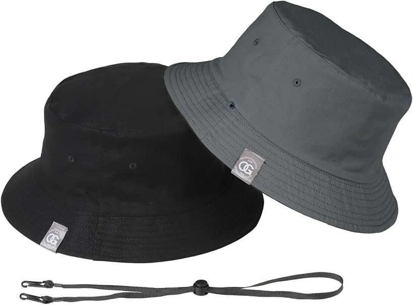 樂天商城 - OG for you XXL 62-65cm バケットハット 大きいサイズ メンズ 帽子 バケハ リバーシブル 紐付き ブラック、グレー (ブラック/グレー, 3L)
