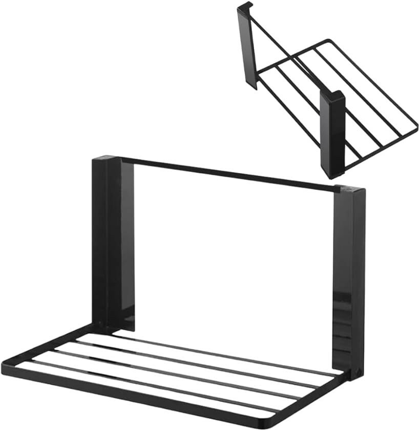 Rakuten - タオル置き タオルラック 洗濯機横 マグネット 折りたたみ L型 (ブラック, 41cmx25cmx25cm)