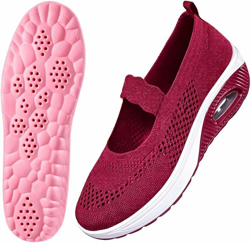 レディース ウォーキングシューズ エアクッション メッシュ 通気 軽量 スリッポン 幅広 衝撃吸収 ナースシューズ 散歩 立ち仕事 交換用中敷き付き (バイオレット, 25.5 cm 4E)