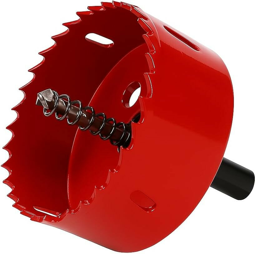 Rakuten - 現役大工が推薦 バイメタル ホールソー ホルソー 穴あけ 切削 工具 (レッド, 95mm)