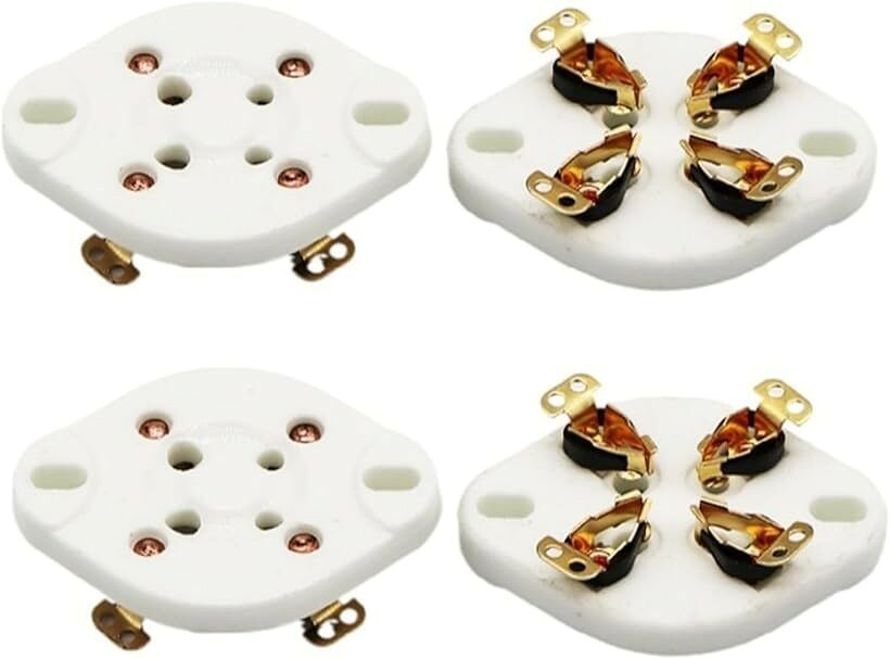 真空管 ソケット UX 4ピン ST管 アンプ セラミック プレート 2A3 300B 811 80 8AA 5Z3 ネジ穴有 金メッキ 4個 (4個セット) mlinestore-10109603 エムラインストア パッケージ画像