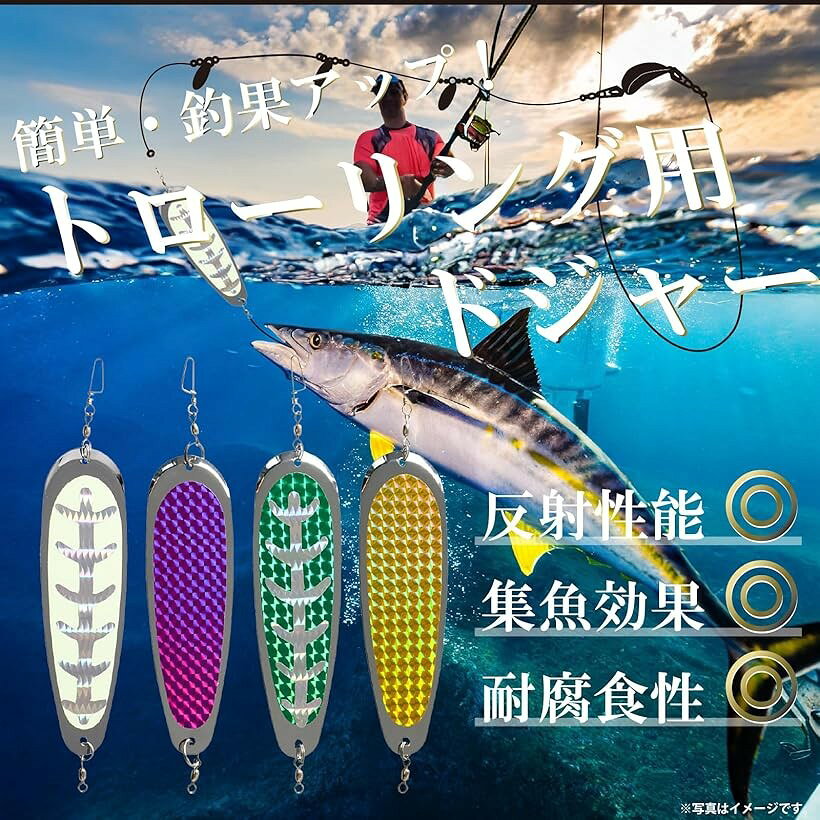 エムラインストアの釣り ドジャー フラッシャー 集魚板 トローリング 仕掛け ルアー スイベル スナップ サルカン 付属 パープル (パープル)｜アングル2