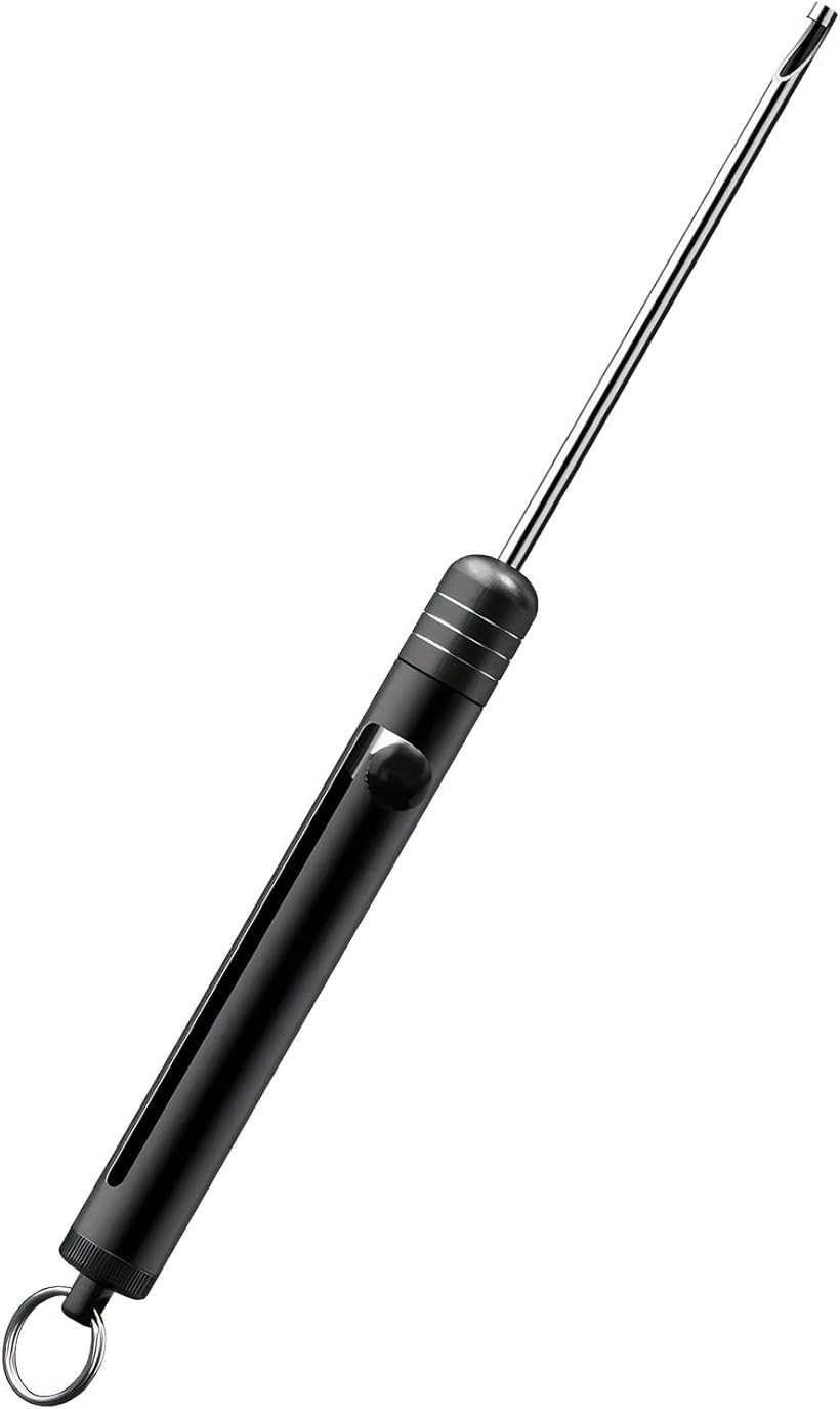 フック リムーバー リリーサー クイック 釣り針外し 小型 軽量 コンパクト ステンレス ホルダー 金具 釣り具 (ブラック)