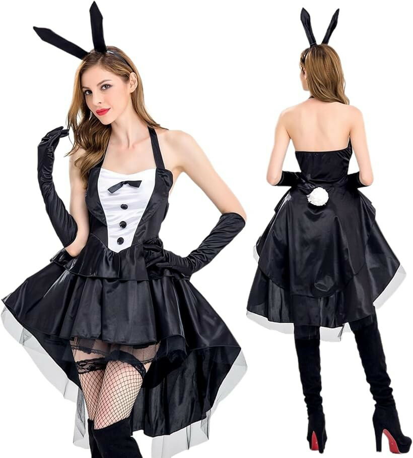 Rakuten - バニーガール コスプレ ロンググローブ セット コスチューム 衣装 大きいサイズ メンズ 女装 男性 うさぎ ハロウィン 仮装 スカート かわいい (Sサイズ)