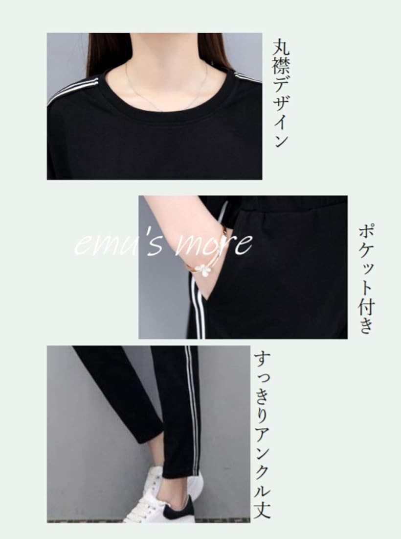 上下セット スポーツウェア パンツ tシャツ セットアップ レディース 薄手 ポケッ...