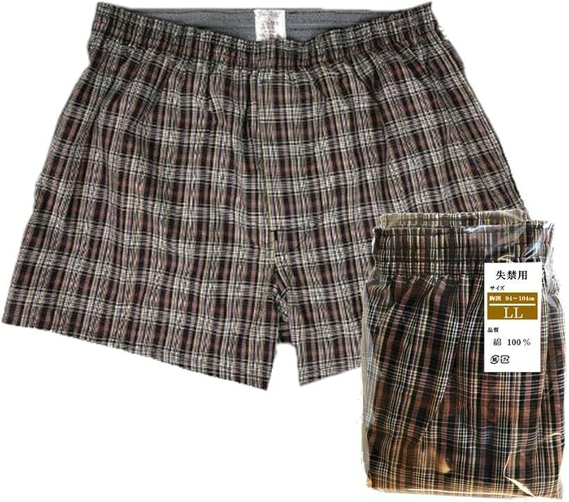 バリエーションコード : 2bjl0of82r商品コード2bjl3p93r0商品名失禁 尿 漏れ パンツ 男性 用 メンズ 吸水 尿漏れパッド 失禁用 尿失禁 下着 トランクス 吸収量50cc 前開き 紳士 尿もれ対策 ブラウンチェック 1枚 LLブランドくらし応援ショップ サンキューカラーブラウンチェック 1枚サイズ等LLサイズ:M/胴囲76-84、L/胴囲84-94、LL/胴囲94-104cm ，3L/胴囲104-112cm高吸水材質：綿100％　消臭・通気性・防水・抗菌セット内容：同色1枚・2枚から選択をお願い致します。手洗いまたは洗濯機使用の場合はネットに入れてください。ドライクリーニング・乾燥機の使用は避けてください。※ 他ネットショップでも併売しているため、ご注文後に在庫切れとなる場合があります。予めご了承ください。※ 品薄または希少等の理由により、参考価格よりも高い価格で販売されている場合があります。ご注文の際には必ず販売価格をご確認ください。※ 沖縄県、離島または一部地域の場合、別途送料の負担をお願いする場合があります。予めご了承ください。※ お使いのモニタにより写真の色が実際の商品の色と異なる場合や、イメージに差異が生じることがあります。予めご了承ください。※ 商品の詳細（カラー・数量・サイズ 等）については、ページ内の商品説明をご確認のうえ、ご注文ください。※ モバイル版・スマホ版ページでは、お使いの端末によっては一部の情報が表示されないことがあります。すべての記載情報をご確認するには、PC版ページをご覧ください。男性に多い尿漏れに。もうズボンを濡らす心配はありません。