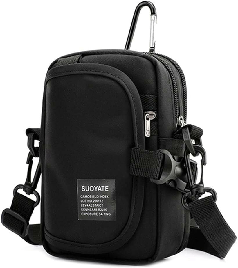 スマホポーチ メンズ 防水 カラビナ ショルダー ベルトケース ガジェットポーチ ブラック (ブラック) mlinestore-10110209 エムラインストア パッケージ画像