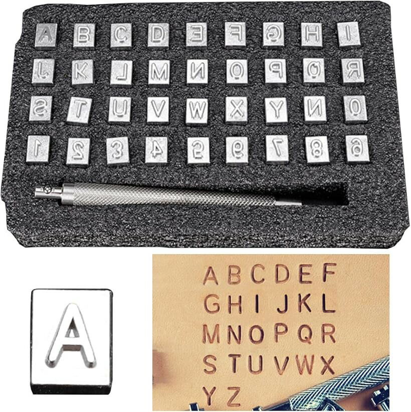刻印セット 打刻印 アルファベット 数字 英字 レザークラフト DIY 手作り 6.5mm (6.5mm)