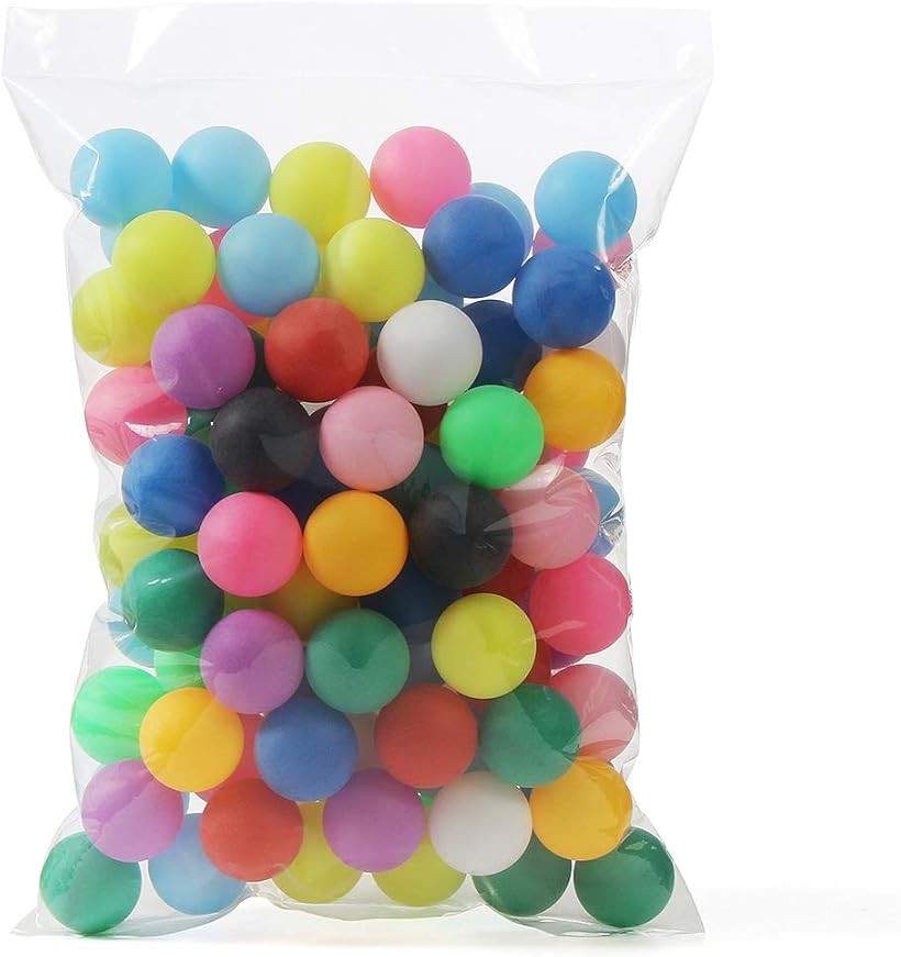 Balls - ピンポン玉 娯楽用 卓球ボール 収納袋付き プラスチック 無地 カラフル 100個 (08 カラフル x 100個, 40mm)