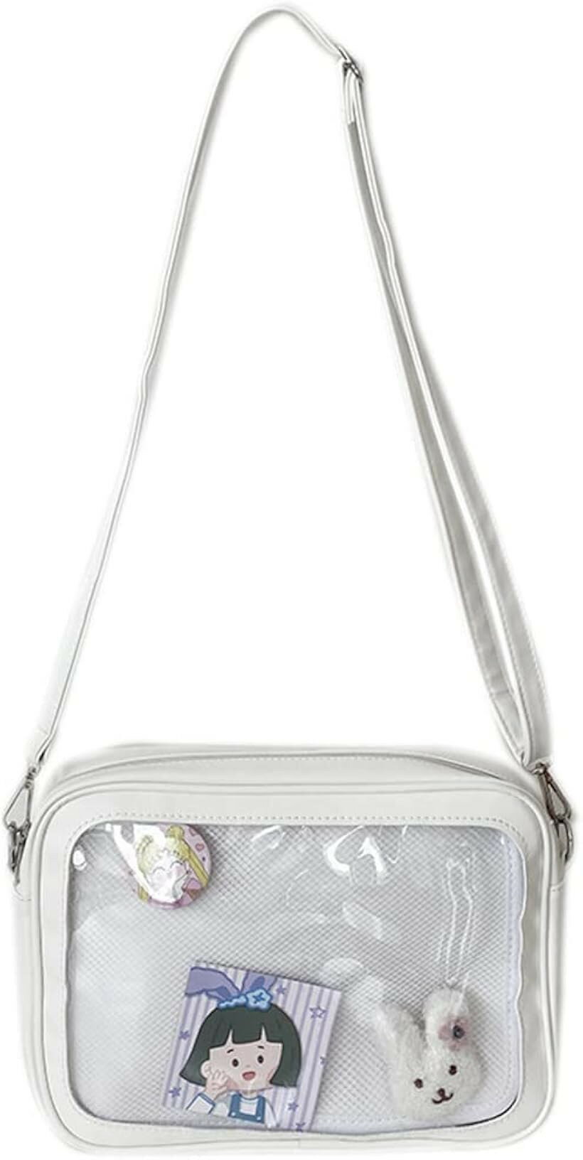 Rakuten - 痛バッグ レディース ショルダーバッグ 斜めがけ クリアバッグ ホワイト (ホワイト)