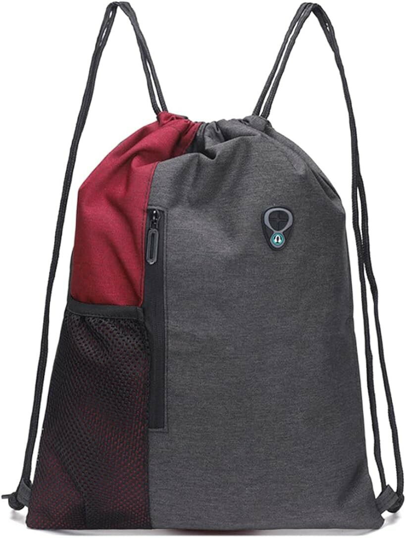 ナップサック スポーツ ジムサック 軽量 プールバッグ 手提げ 巾着 レッド (レッド)