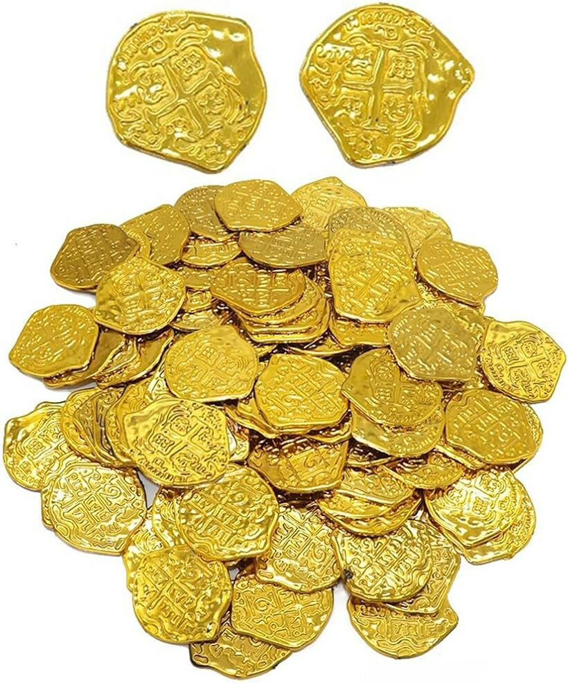 金貨 アンティーク コイン 宝箱 ゴールド お金 海賊 カジノ 古銭 300枚 (ゴールド)