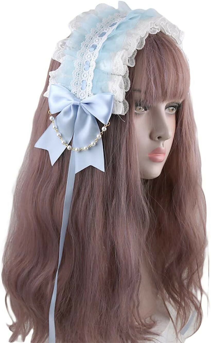 Rakuten - カチューシャ ヘッドドレス ロリータ メイド コスプレ レディース リボン 萌え ブルー (ブルー)