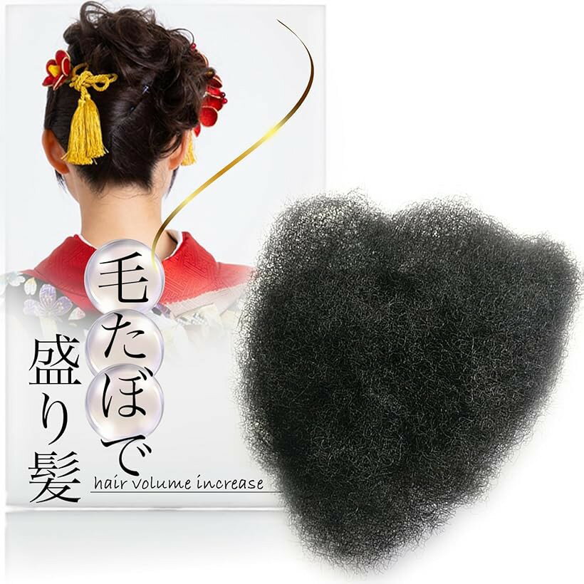 毛たぼ 盛り髪 お団子 お団子ウィッグ 毛タボ すき毛 盛り髪ベース ポイントヘアセット (ナチュラルブラック, 20g)
