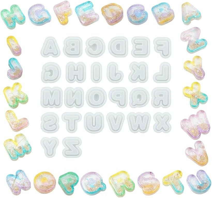 Rakuten - シリコンモールド アルファベット 英文字 丸文字 UVレジン 型 手作り DIY 個別タイプ (個別タイプ)