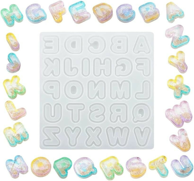 Rakuten - シリコンモールド アルファベット 英文字 丸文字 UVレジン 型 手作り DIY 1枚型タイプ (1枚型タイプ)