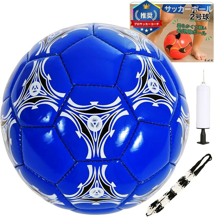 プロサッカーコーチ推奨 サッカーボール 室内 幼児 2号 柔らかい B al H (ブルー)