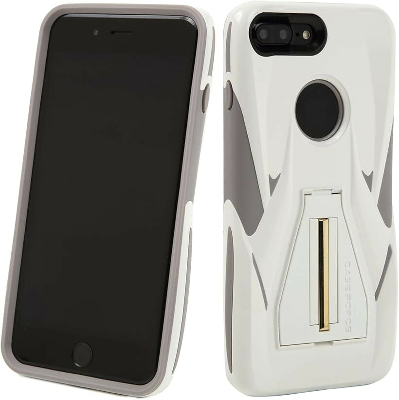 iPhone7Plus iPhone8 ケース 耐衝撃 カバー 落下 衝撃に強い 落下時にアイフォンをがっちりガード スタンド機能付き 衝撃吸収バンパー 充電対応 (White/Gray, iPhone7Plus / 8Plus)