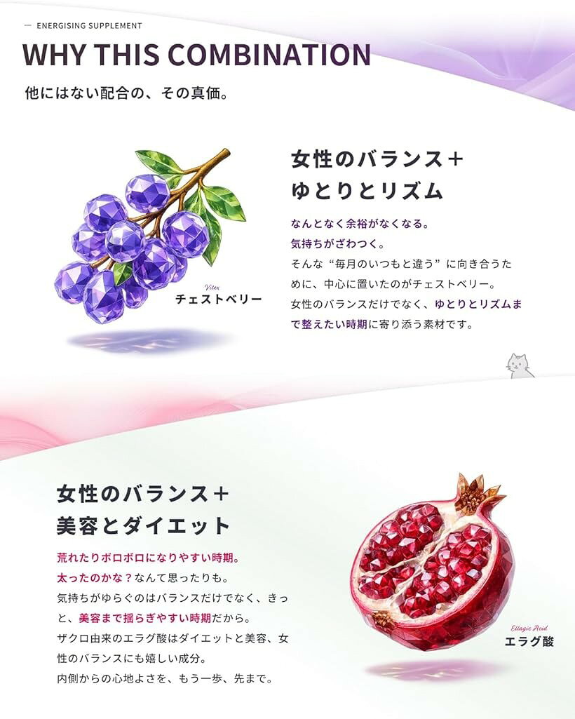 チェストベリー 4920mg x 高濃度エラグ酸 3000mg 女性のバランス サプリ インナーケア スリム 120粒 | GABA・テアニン・ラフマ ザクロエキス チェストツリー 日本製 30-60日分 ハレバレ (120粒 (x 1)) mlinestore-10260819 エムラインストア サンプル画像3