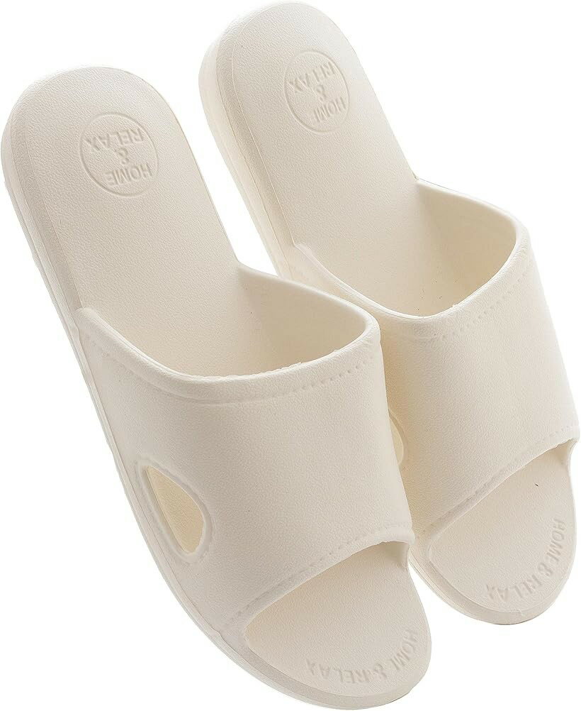 Rakuten - 北欧 超軽量 サンダル スリッパ おしゃれ 衛生 歩きやすい 滑り止め 来客用 男女兼用 (アイボリー, 25.5～26.5 cm)