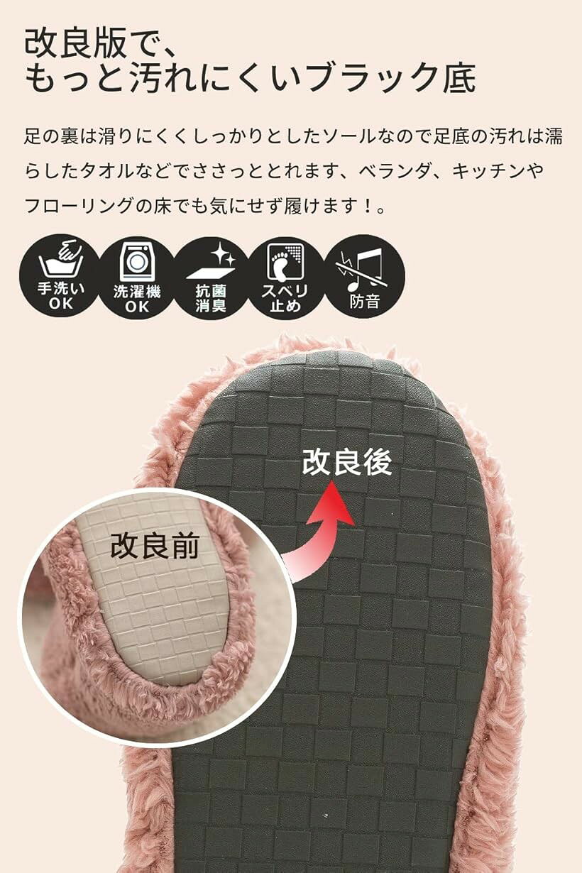 エムラインストアのルームシューズ ルームブーツ もこもこ ボアスリッパ 男女兼用 カーボンブラック Mサイズ 25cmくらいまで (カーボンブラック, 23.5～25.0 cm)｜アングル3