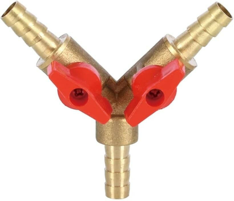 ホース 継手 ジョイント コネクター 二股 変換 金属 真鍮 内径10mm (65mm x 62mm)