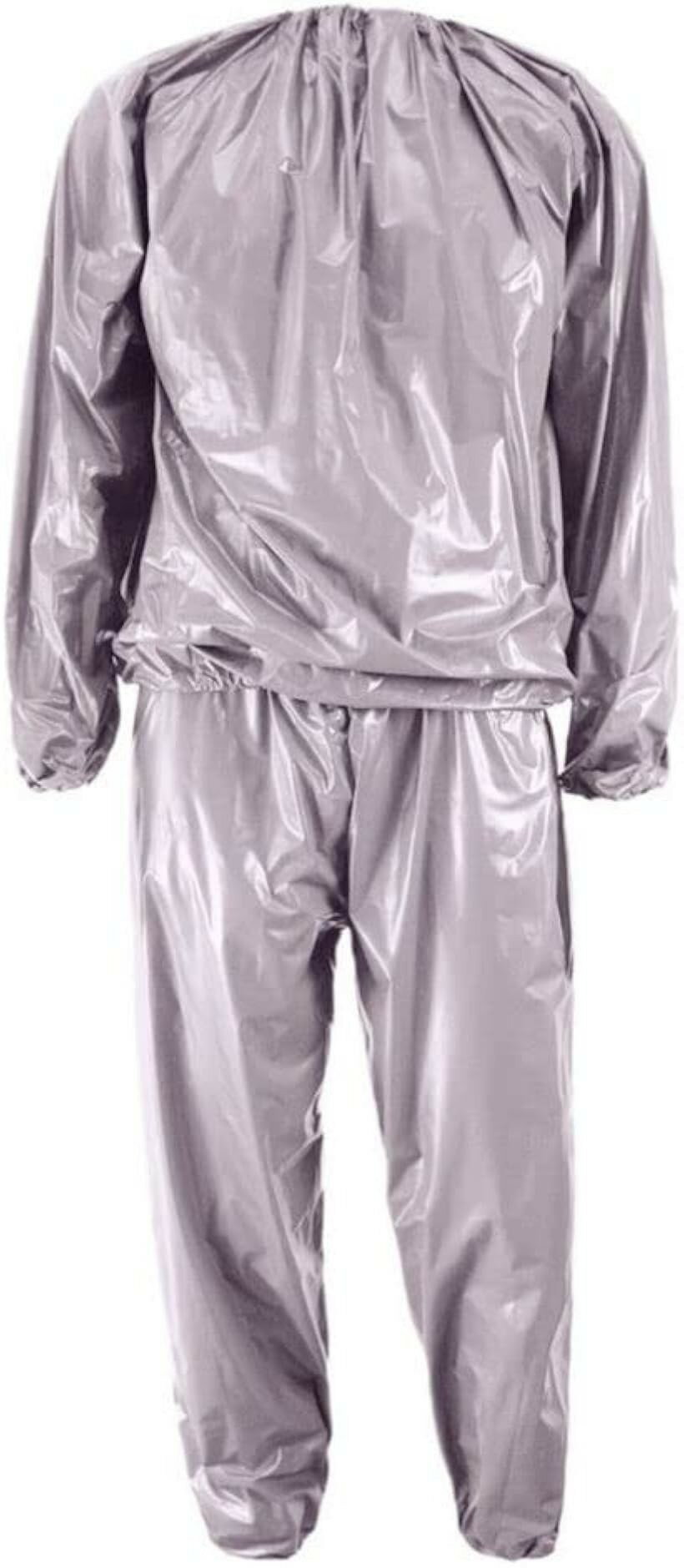 Sauna Suit - サウナスーツ メンズ インナー 上下セット ランニング ウォーキング 筋トレ 運動 (シルバー, 3XL)