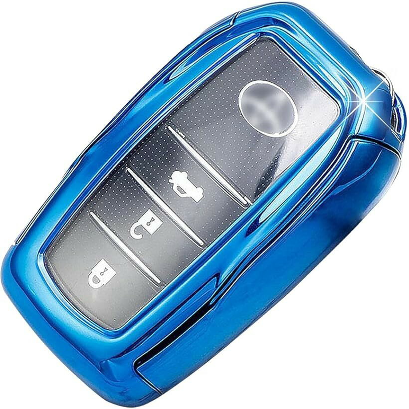 トヨタ スマートキーケース キーカバー TOYOTA 豊田 鍵入れ ヤリス ノア ヴォクシー アクア シエンタ ブルー (ブルー, トヨタ適合車種)