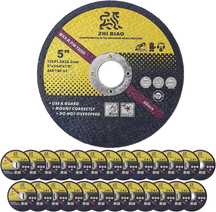 ディスクグラインダー 刃 切断砥石 替刃 サンダー 金属 鉄 ステンレス 電動工具 外径125mmx厚さ1.0mmx取付け穴径22mm 25枚