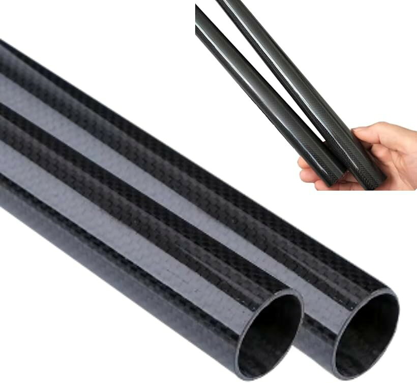 カーボンパイプ 中空チューブ 炭素繊維管 3K 内径8mm x 外径10mm 長さ250mm 2本 (内径8mm x 外径10mm x x 長さ25cm x 2本)