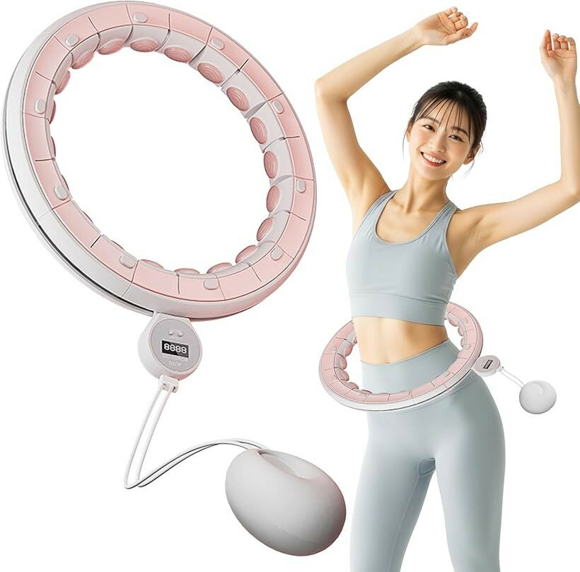 自宅で簡単エクササイズスマートフラフープ 3Dシリコン マッサージボール 腰回り ダイエット くびれ作り (パープル Mサイズ)