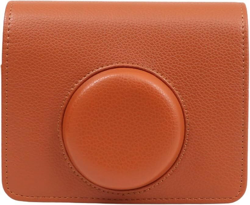 SANWA SUPPLY - チェキ用ケース チェキフィルム チェキカメラケース PU レザー 首掛け 肩掛け ショルダーストラップ付き (ブラウン)