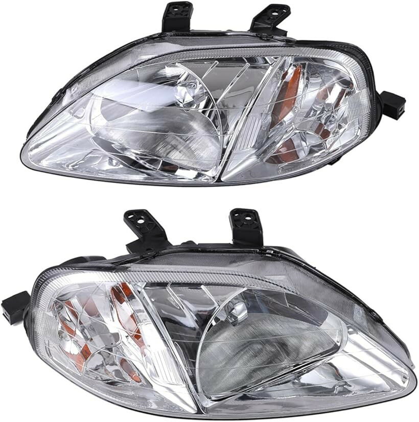 互換品ホンダ 用 ヘッドライト 左右セット シビック EK9 EK3 EK4 EK2 EJ7 後期 1998～2000 タイプR SIR フェリオ クーペ ハッチバック 社外品 カスタム パーツ (クリアー)